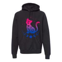 Bisexual Pride Flag Colors Astronomy Cat Premium Hoodie