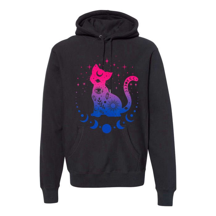 Bisexual Pride Flag Colors Astronomy Cat Premium Hoodie