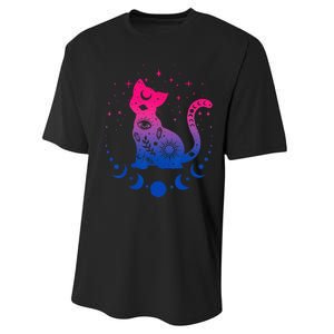 Bisexual Pride Flag Colors Astronomy Cat Performance Sprint T-Shirt