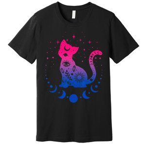 Bisexual Pride Flag Colors Astronomy Cat Premium T-Shirt