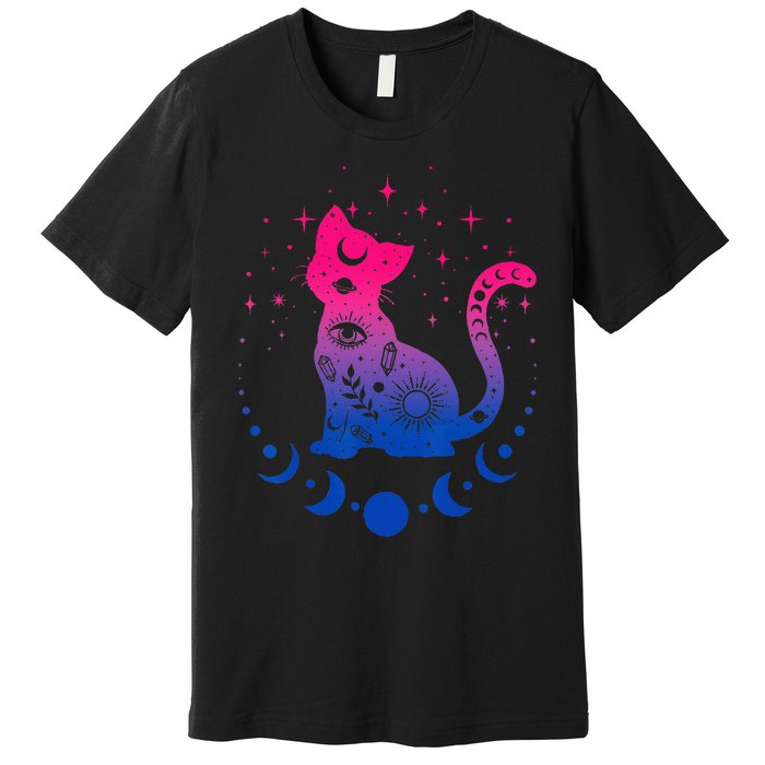 Bisexual Pride Flag Colors Astronomy Cat Premium T-Shirt