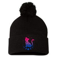 Bisexual Pride Flag Colors Astronomy Cat Pom Pom 12in Knit Beanie