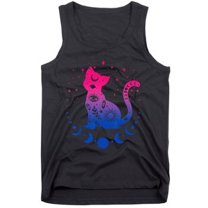 Bisexual Pride Flag Colors Astronomy Cat Tank Top