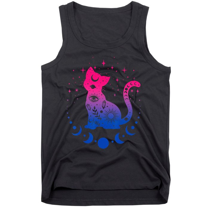 Bisexual Pride Flag Colors Astronomy Cat Tank Top