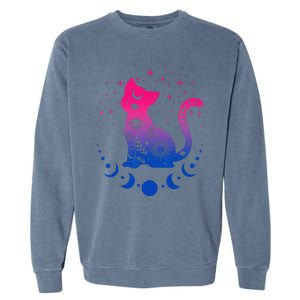 Bisexual Pride Flag Colors Astronomy Cat Garment-Dyed Sweatshirt