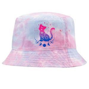 Bisexual Pride Flag Colors Astronomy Cat Tie-Dyed Bucket Hat