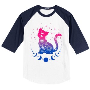 Bisexual Pride Flag Colors Astronomy Cat Baseball Sleeve Shirt