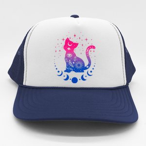 Bisexual Pride Flag Colors Astronomy Cat Trucker Hat