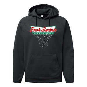 Basketball Player Fresh Buckets Served Daily Bball Performance Fleece Hoodie