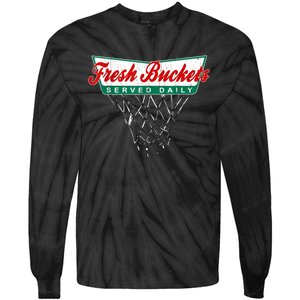 Basketball Player Fresh Buckets Served Daily Bball Tie-Dye Long Sleeve Shirt