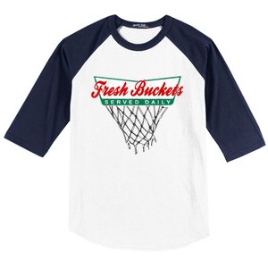 Basketball Player Fresh Buckets Served Daily Bball Baseball Sleeve Shirt