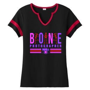 Bone Photographer - Funny Skeleton X-Ray Tech Radiology Gift Ladies Halftime Notch Neck Tee