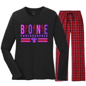 Bone Photographer - Funny Skeleton X-Ray Tech Radiology Gift Women's Long Sleeve Flannel Pajama Set 