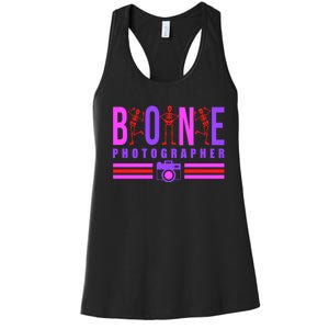 Bone Photographer - Funny Skeleton X-Ray Tech Radiology Gift Women's Racerback Tank