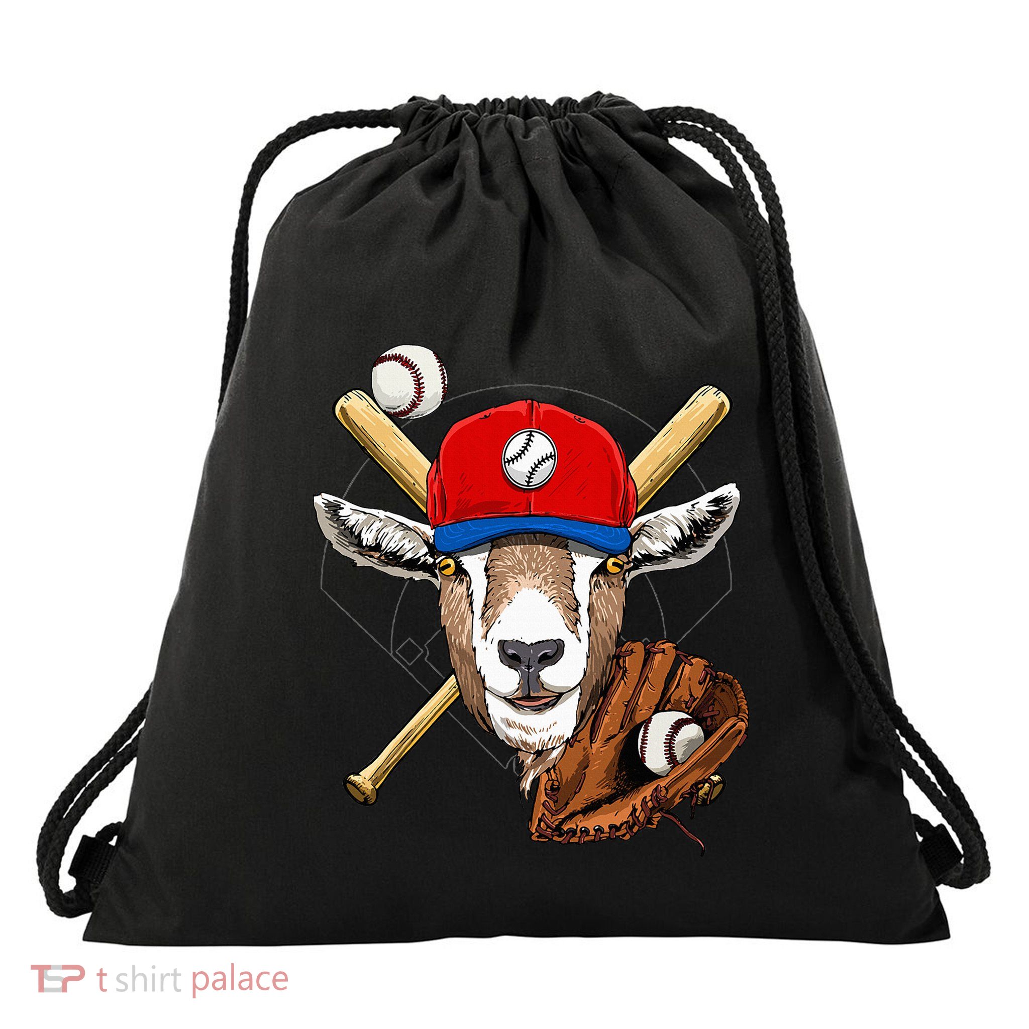 Baseball Player Goat Lover Pitcher Catcher Baseball Coaches Drawstring Bag