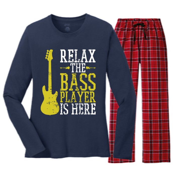 Bass Player Guitar Guitarist Music School Vintage Women's Long Sleeve Flannel Pajama Set 