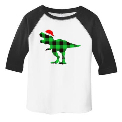 Buffalo Plaid Green Dinosaur T Rex Funny Christmas Toddler Fine Jersey T-Shirt