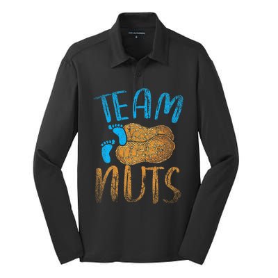 Baby Party Gender Reveal Party Team Nuts Funny Gender Reveal Silk Touch Performance Long Sleeve Polo