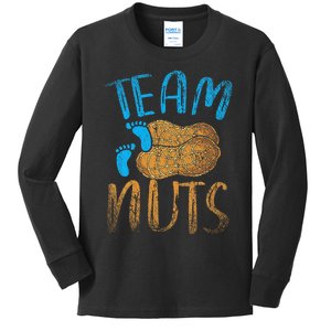 Baby Party Gender Reveal Party Team Nuts Funny Gender Reveal Kids Long Sleeve Shirt