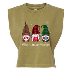 Buffalo Plaid Gnome Healthcare Worker Nurse Christmas Pajama Garment-Dyed Women's Muscle Tee