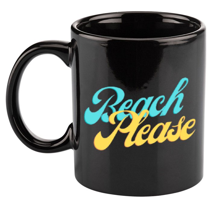 Beach Please Gift 11oz C Handle Ceramic Mug