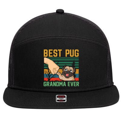 Best Pug Grandma Ever 7 Panel Mesh Trucker Snapback Hat