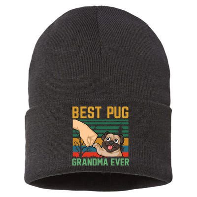 Best Pug Grandma Ever Sustainable Knit Beanie