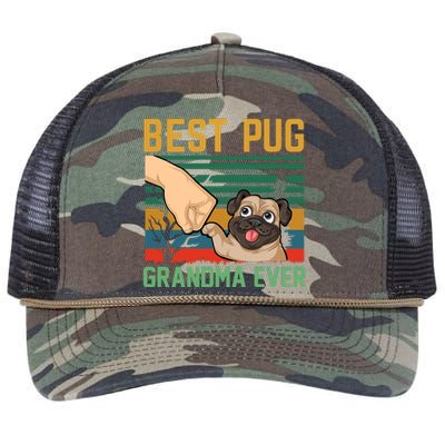 Best Pug Grandma Ever Retro Rope Trucker Hat Cap