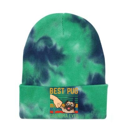 Best Pug Grandma Ever Tie Dye 12in Knit Beanie