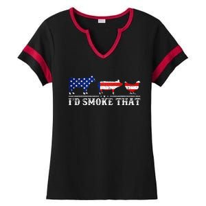 Bbq Party Grill Smoker Chef Dad Id Smoke That Ladies Halftime Notch Neck Tee