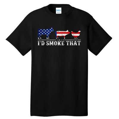 Bbq Party Grill Smoker Chef Dad Id Smoke That Tall T-Shirt