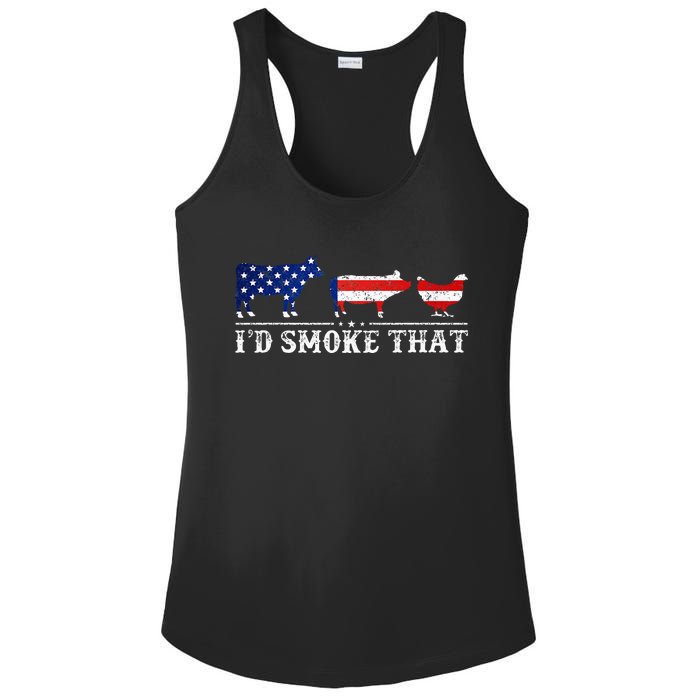 Bbq Party Grill Smoker Chef Dad Id Smoke That Ladies PosiCharge Competitor Racerback Tank