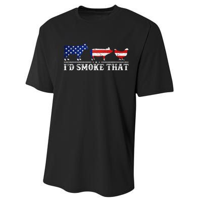 Bbq Party Grill Smoker Chef Dad Id Smoke That Performance Sprint T-Shirt