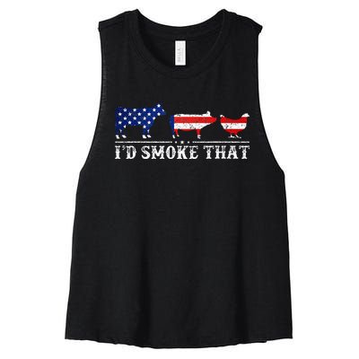 Bbq Party Grill Smoker Chef Dad Id Smoke That Women's Racerback Cropped Tank