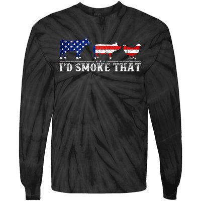 Bbq Party Grill Smoker Chef Dad Id Smoke That Tie-Dye Long Sleeve Shirt