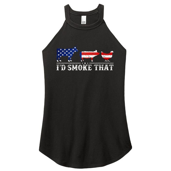 Bbq Party Grill Smoker Chef Dad Id Smoke That Women's Perfect Tri Rocker Tank