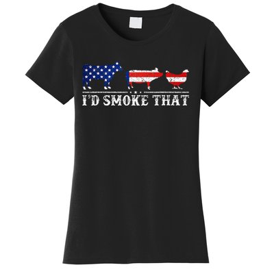 Bbq Party Grill Smoker Chef Dad Id Smoke That Women's T-Shirt