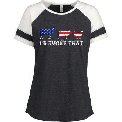 Bbq Party Grill Smoker Chef Dad Id Smoke That Enza Ladies Jersey Colorblock Tee