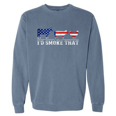 Bbq Party Grill Smoker Chef Dad Id Smoke That Garment-Dyed Sweatshirt