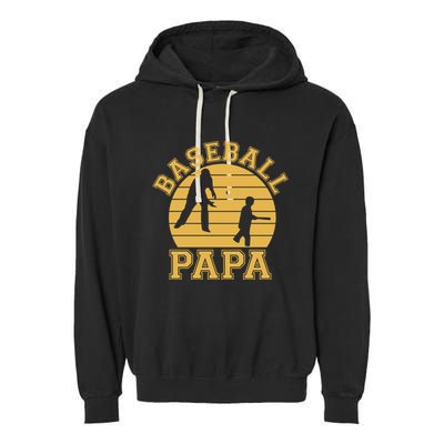 Baseball Papa Grandfather Grandson Proud Grandpa Dad Sports Gift Garment-Dyed Fleece Hoodie