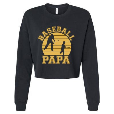 Baseball Papa Grandfather Grandson Proud Grandpa Dad Sports Gift Cropped Pullover Crew