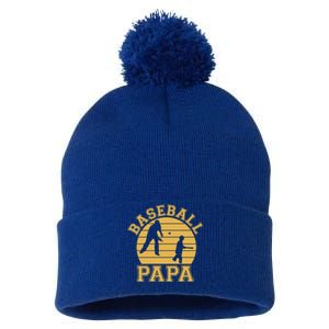 Baseball Papa Grandfather Grandson Proud Grandpa Dad Sports Gift Pom Pom 12in Knit Beanie