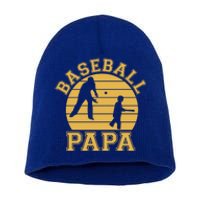 Baseball Papa Grandfather Grandson Proud Grandpa Dad Sports Gift Short Acrylic Beanie