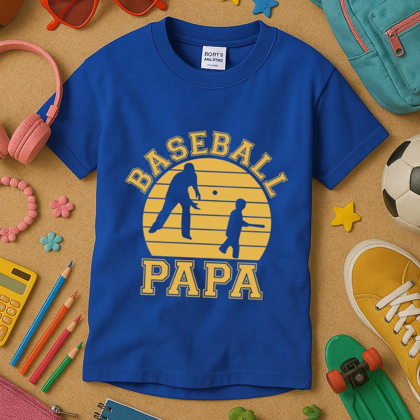 Baseball Papa Grandfather Grandson Proud Grandpa Dad Sports Gift Kids T-Shirt