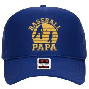 Baseball Papa Grandfather Grandson Proud Grandpa Dad Sports Gift High Crown Mesh Back Trucker Hat