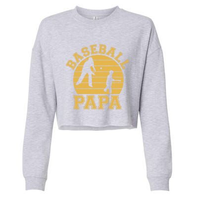 Baseball Papa Grandfather Grandson Proud Grandpa Dad Sports Gift Cropped Pullover Crew