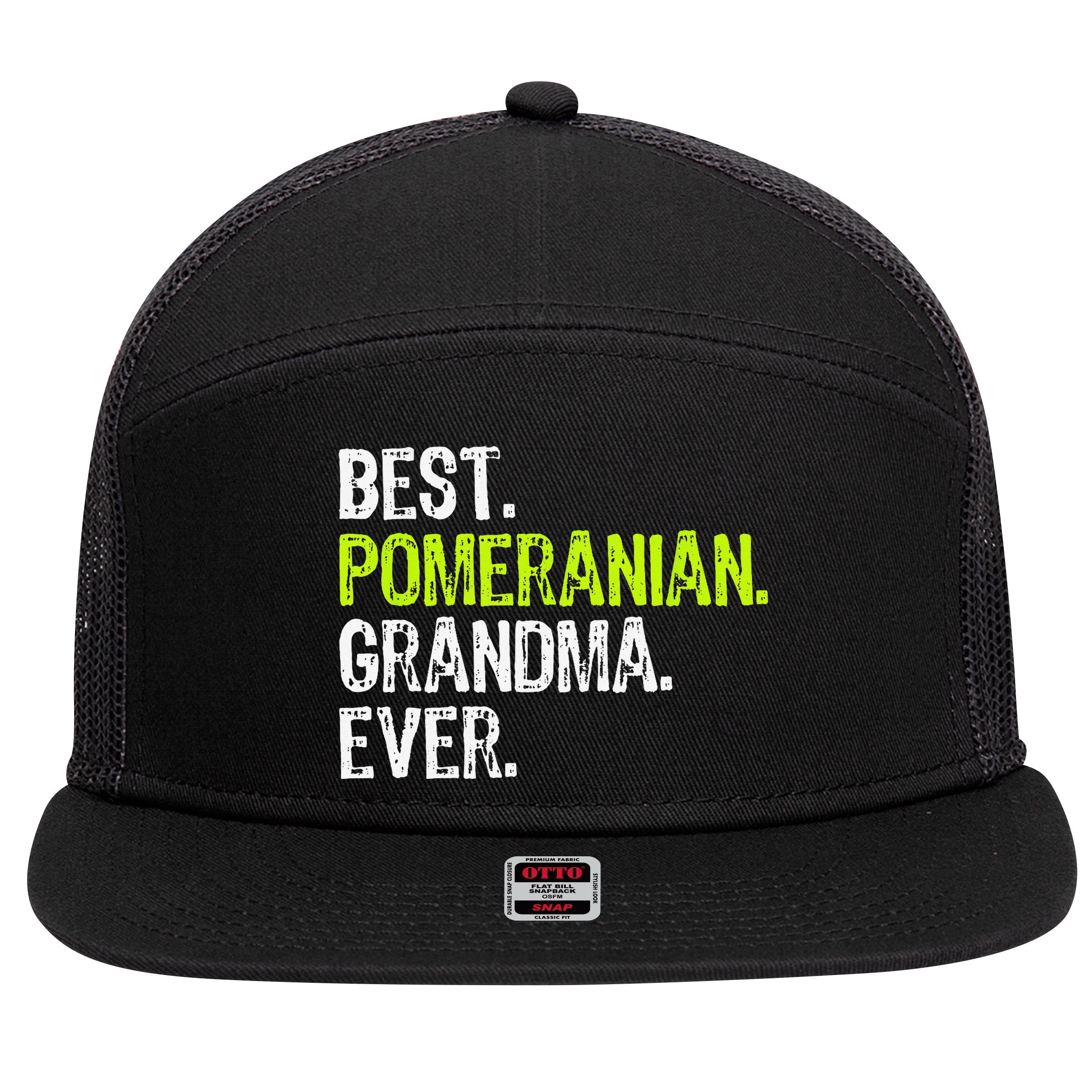 Best Pomeranian Grandma Ever Dog Lover 7 Panel Mesh Trucker Snapback Hat