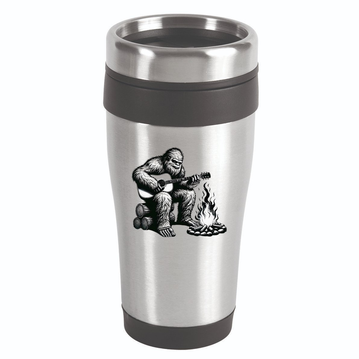 Bigfoot Playing Guitar Rock On Sasquatch Big Foot 16oz Travel Tumbler