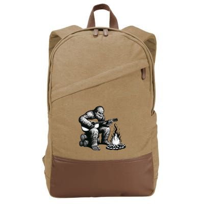 Bigfoot Playing Guitar Rock On Sasquatch Big Foot Cotton Canvas Backpack