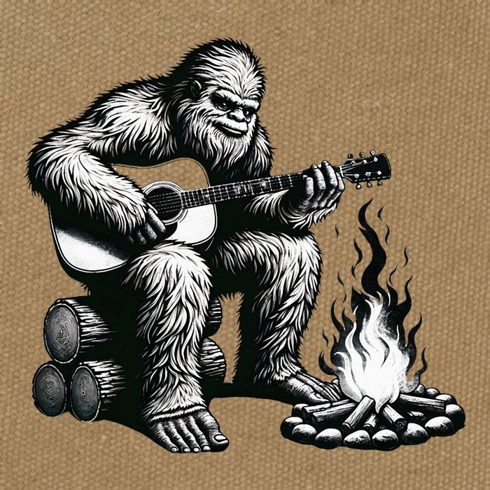 Bigfoot Playing Guitar Rock On Sasquatch Big Foot Cotton Canvas Backpack